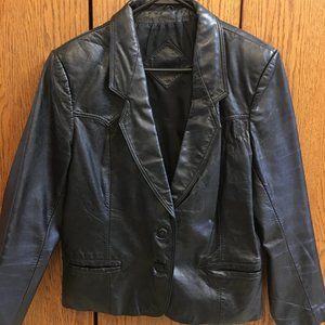 Women’s Black Leather Blazer  Size M